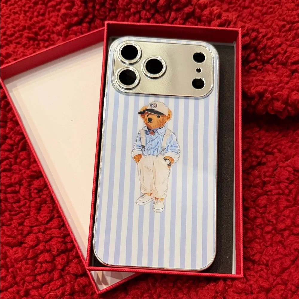 17 pro max Striped Teddy Bear iPhone newCase